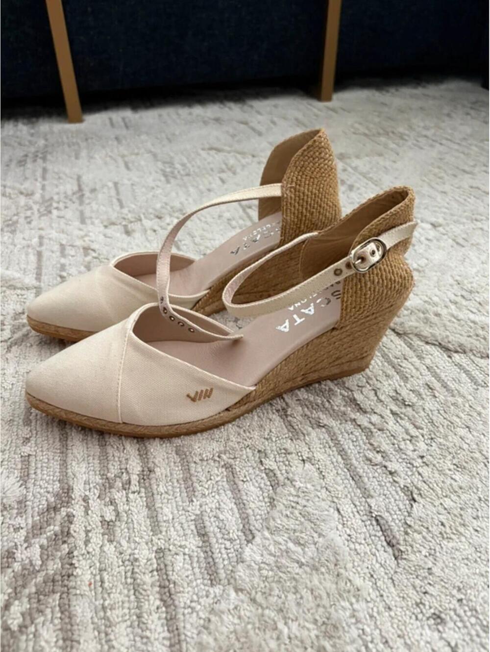 Viscata Espadrille Wedge Sandals Ivory Beige Size 40 Never Worn